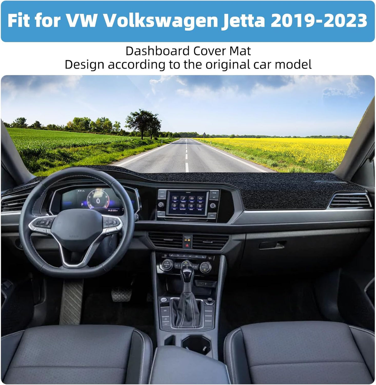 Dash Cover Mat Compatible with VW Volkswagen Jetta 2019-2023 Non-Slip Dashboard Cover Mat Sunshade UV Rays Protector Interior Accessories