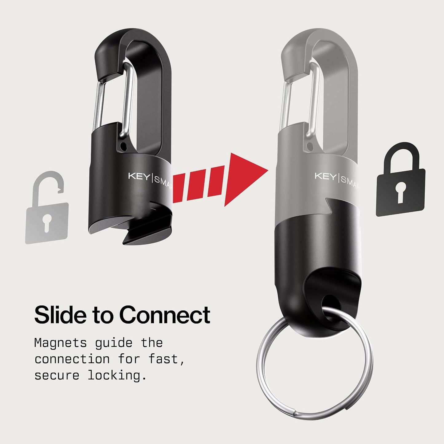 KeySmart MagConnect Pro Magnetic Key Holder for Purse, Key Chains for Car Keys - Detachable Key Ring Quick Release Keychain
