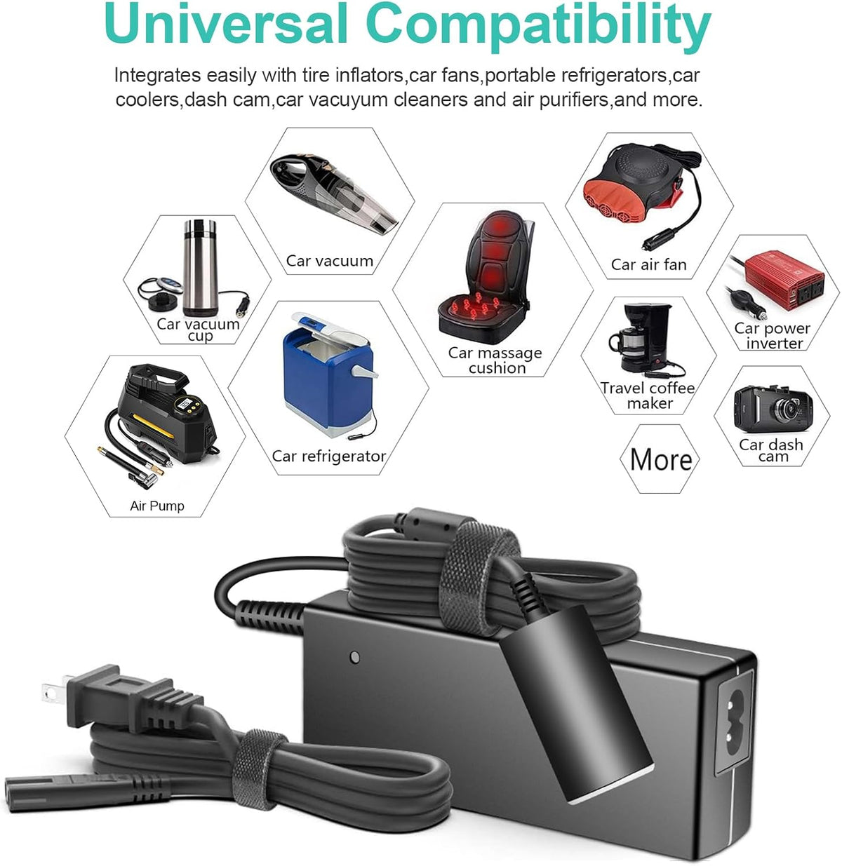 HKY 110V AC to 12V DC Car Cigarette Lighter Socket Power Supply Adapter Converter for Car Refrigerator Cooler Air Pump Compressor Car Vacuum Cleaner Heated Seat Cushion Inflator & Other Car Devices
