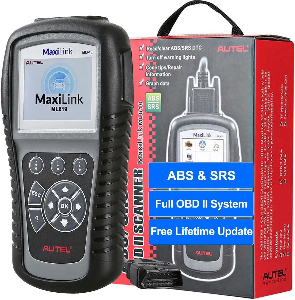 Autel MaxiLink ML619 ABS SRS OBD2 Diagnostic Code Reader