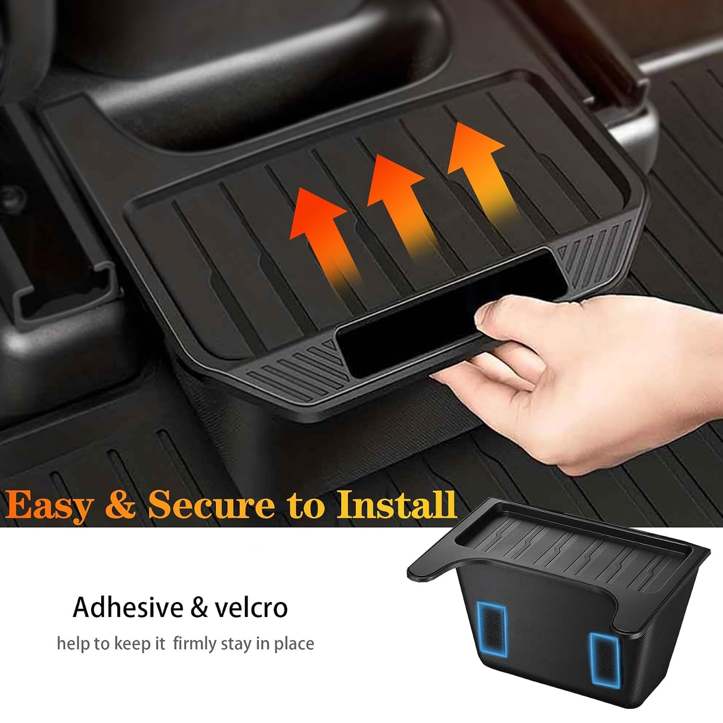 Model Y Trash Can Rear Center Console Organizer Compatible for Tesla Model Y 2020-2025, 2nd Row Seat Rear Bin TPE Backseat Storage Box Middle Air Outlet Garbage Can with Anti-Slip Lid Cover