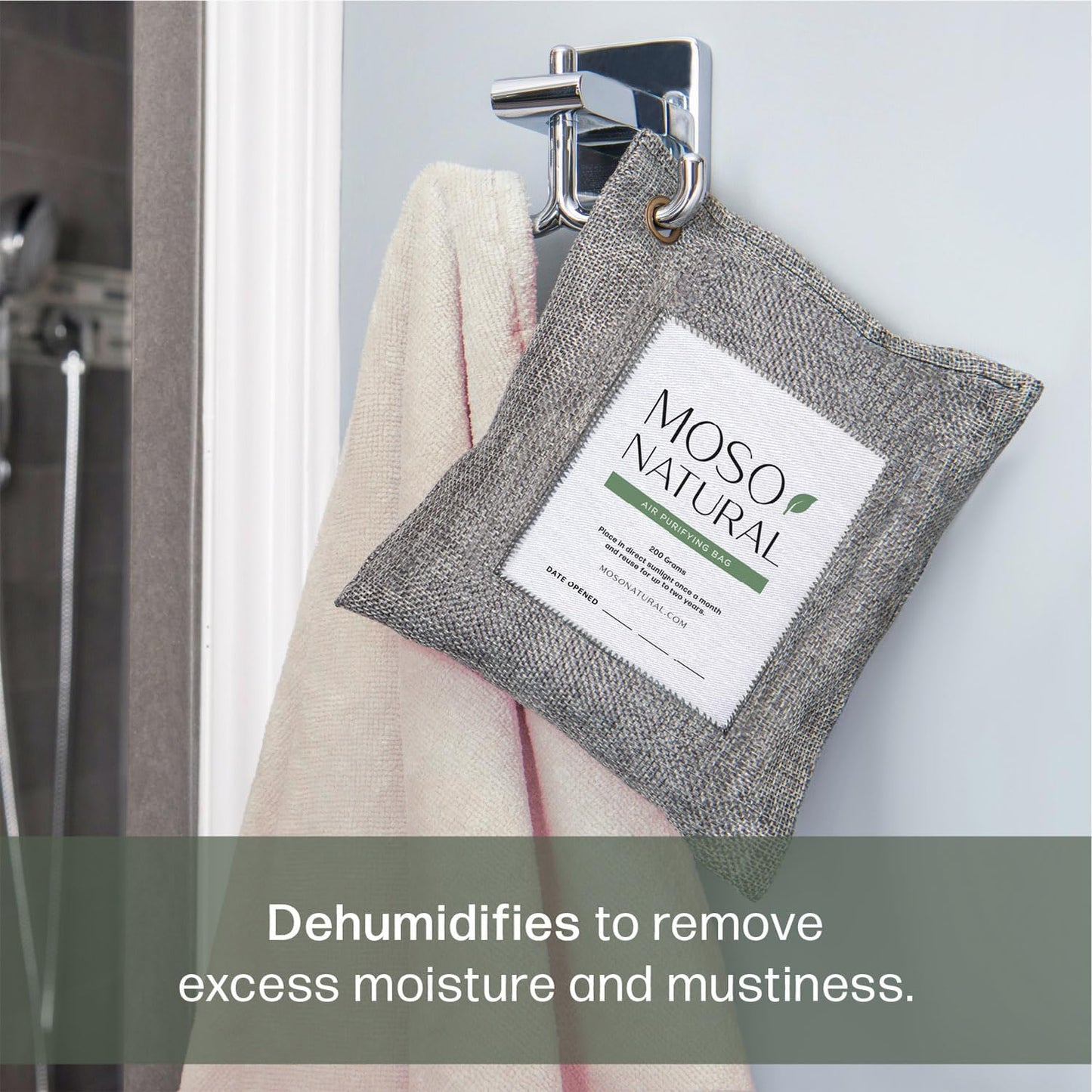 Moso Natural Air Purifying Bag 200g (4 Pack) Premium Charcoal Odor Absorber, Car Odor Eliminator & Closet Deodorizer for Home & Pet, Lasts 2 Years, Unscented Bamboo Charcoal Bags, HGTV Editors' Pick