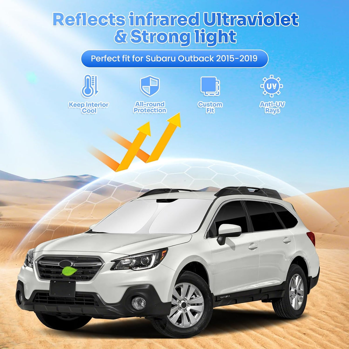 Canvcle Window Shades for 2015-2019 Subaru Outback Accessories Windshield Sun Shade Side Rear Window Covers Sunshade Sun Visor Shield Privacy Protection for Camping Keep Vehicle Cool Black 8PCS