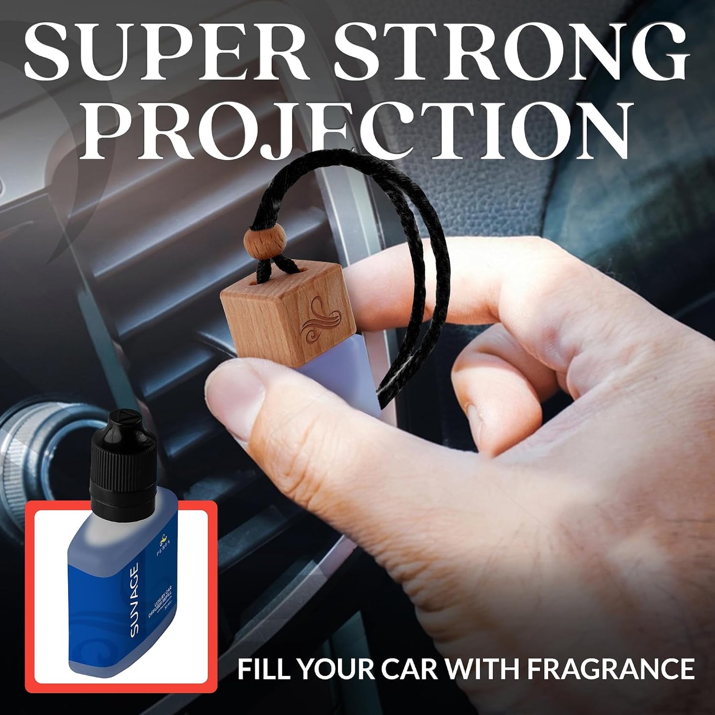 Solvère Gift Set with Refill Bottle | Automotive Air Fresheners with Solvère Fragrance | Strong Car Perfume | Odor Eliminating Car Air Fresheners by Perfa