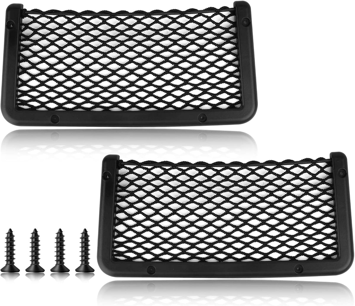 ABS Plastic Frame Automotive Cargo Nets Car Net Pocket Phone Car Mesh Net Holder RV Storage Boat Cargo Pocket Organizer Framed Mesh Net Pocket with Screws for Auto RV Net(4, 9 x 4 Inch)