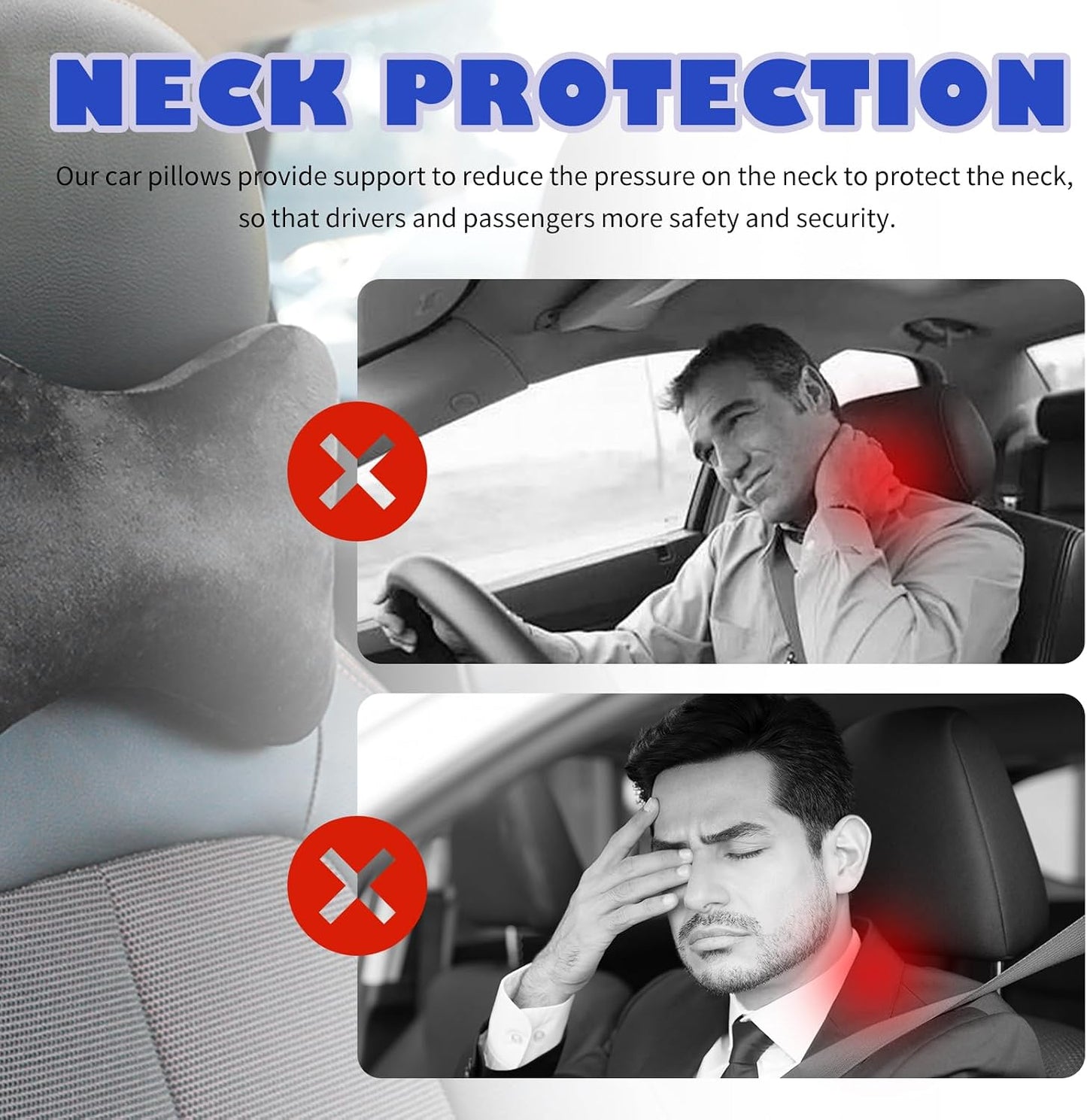 2PCS Car Headrest Pillow,Soft & Comfortable Car Neck Pillow for Driving Fatigue Relieve,All-Season Universal Cars Head Rest Pillows Automotive Interlor Accessorles for Cars,SUVs