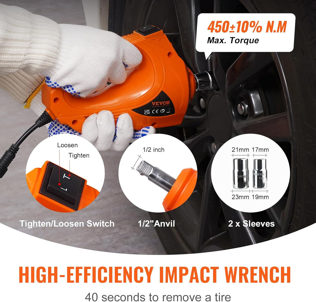 VEVOR Electric Car Jack 5 Ton with Electric Impact Wrench & Inflator Pump