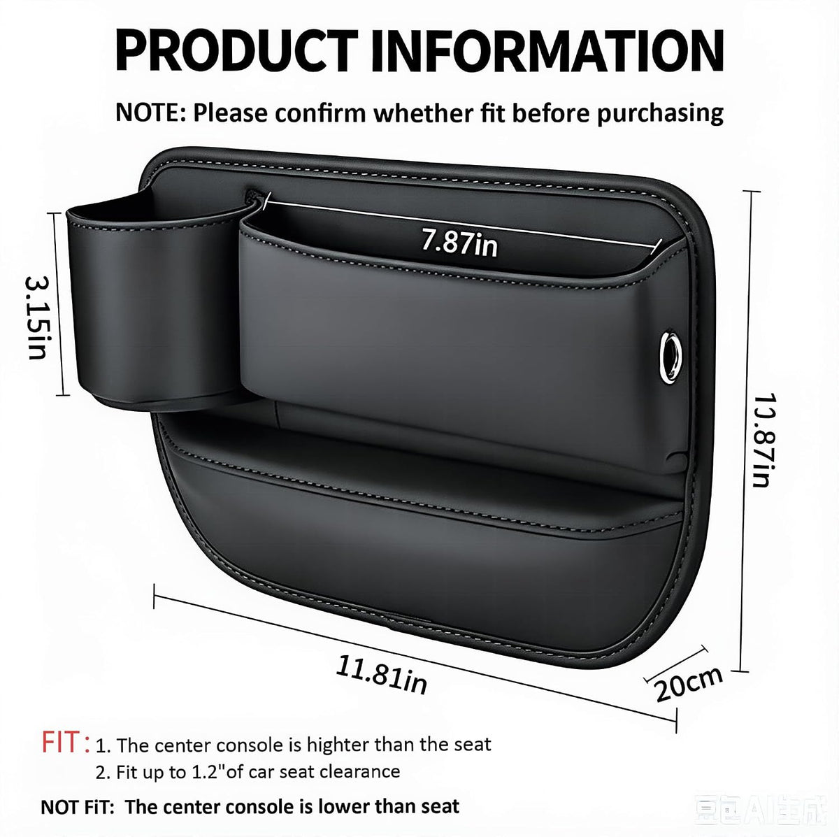 2 Pack Leather Car Seat Gap Organizer Filler with Cup Holder | PVC Leather Seat Gap Filler, Universal Front Seat Storage Box for Cell Phones, Wallets, Keys, Cards, Interior Accessories