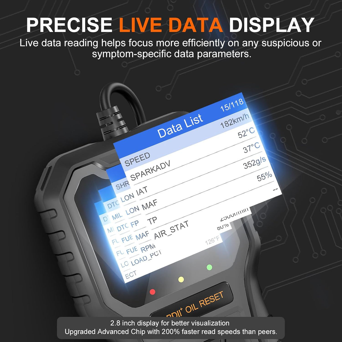Car Code Reader OBD2 Scanner for Check Engine Light Oil Reset OBDII Scan Tool Diagnostic Tool Reset Fix Clear Fault Code Readers for Cars 1996+