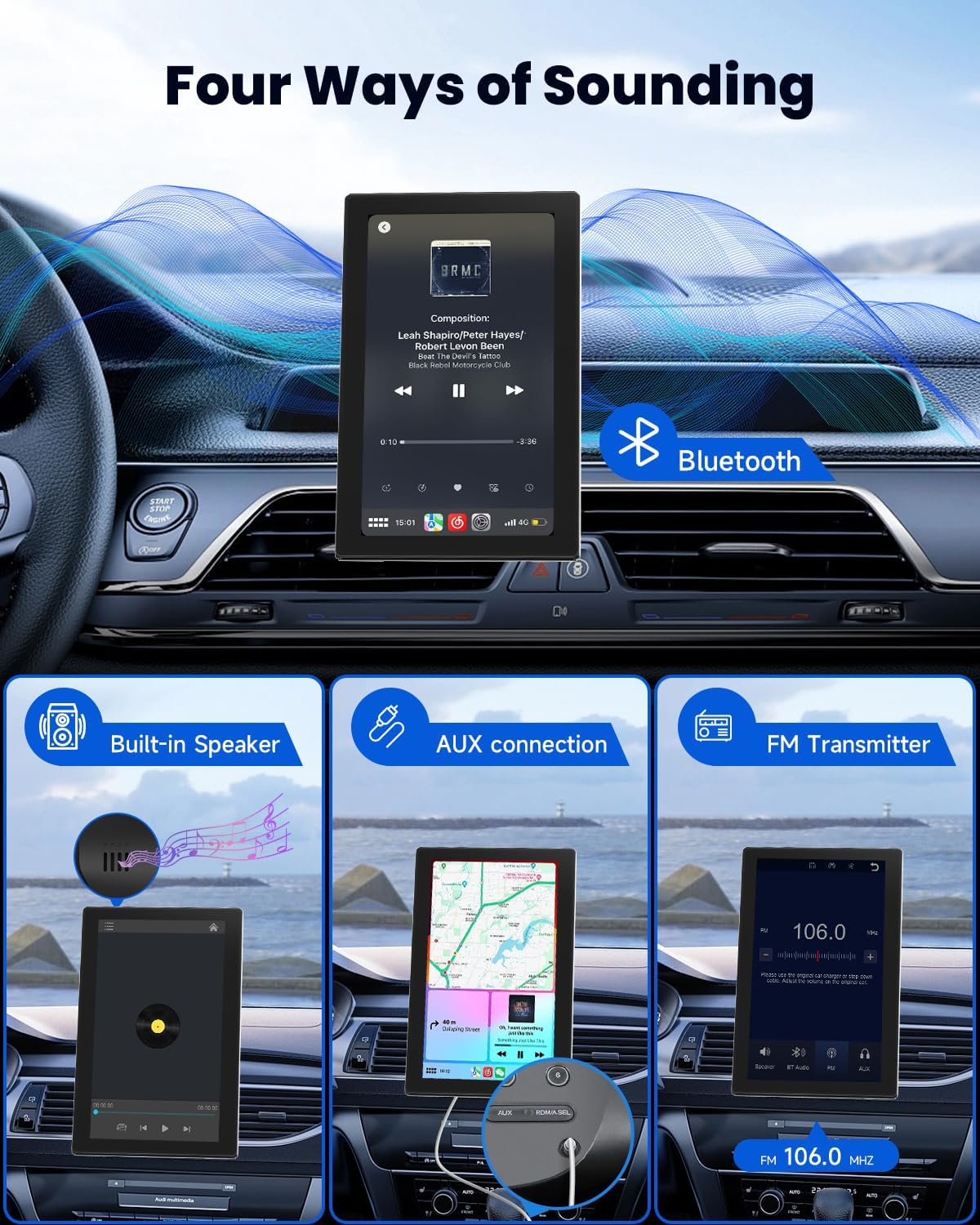 CarPlay Screen with Android Auto, CL798 7'' Portable Touchscreen,