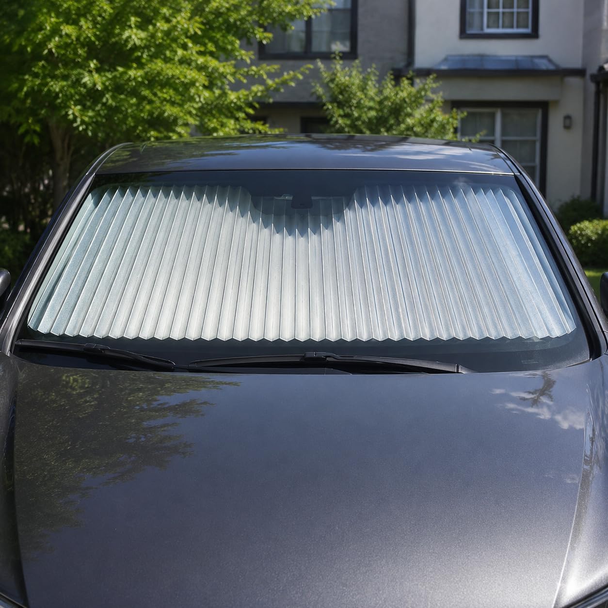 Dash Designs 25" Retractable Windshield Sunshade - Car & Truck Windshield Shade for SUVs, Pickups & Sedans, Accordion Retractable Design, UV Protection, Heat Blocking Sun Shade