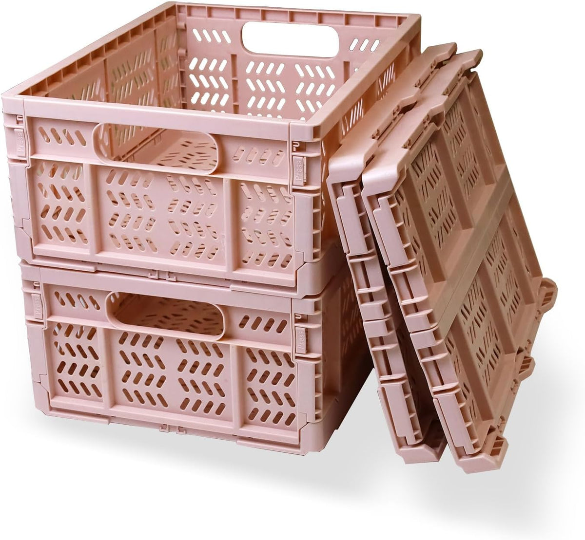 20L Foldable Crates, 4Pcs Plastic Crates Baskets for Home Office Storage.
