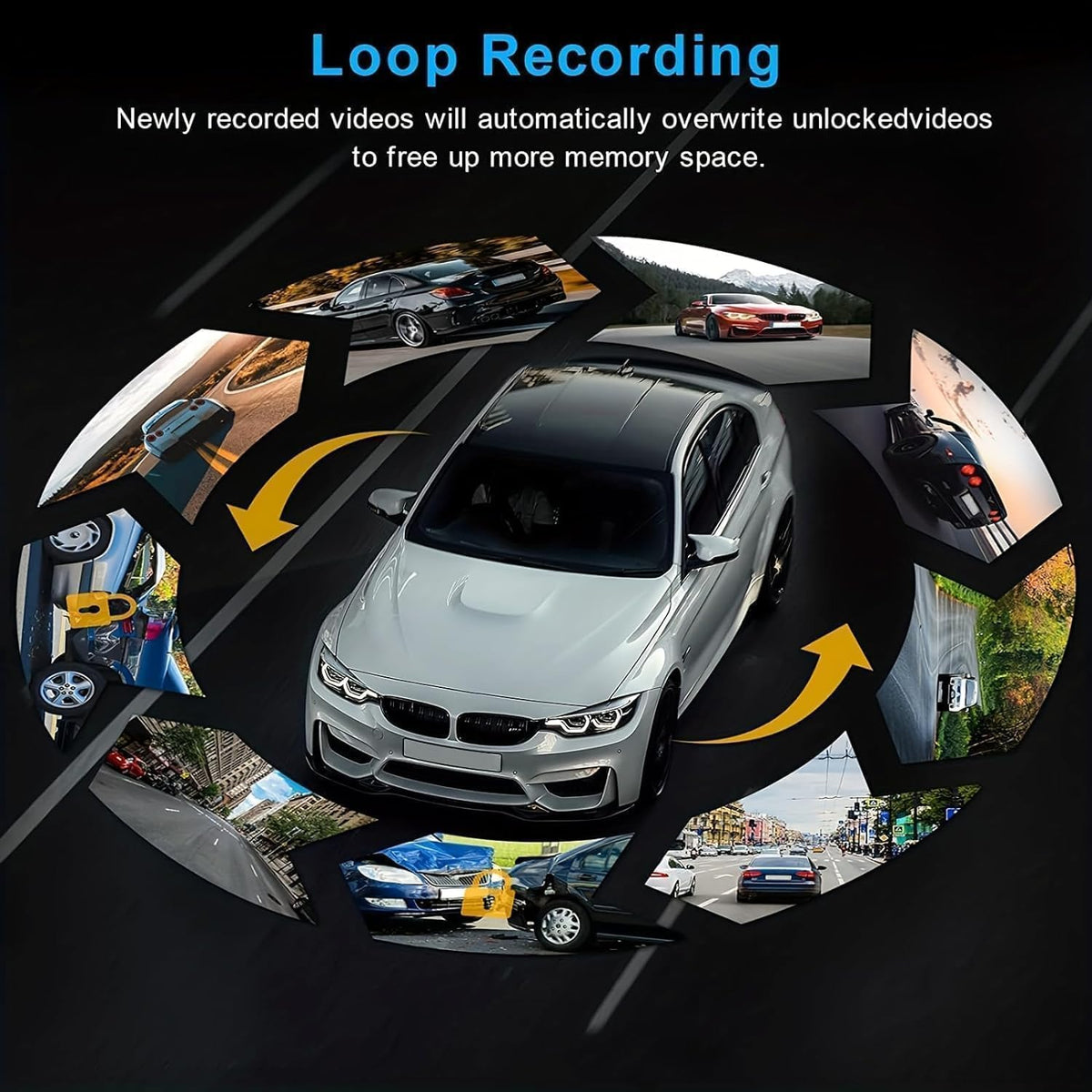 Dashcam Front and Inside,Car Camera Dash Cam for Cars,Driving Recorder with IR Night Vision,Loop Recording,Wide Angle Lens,3.16 Inch IPS Screen,Parking Mode (Dark)