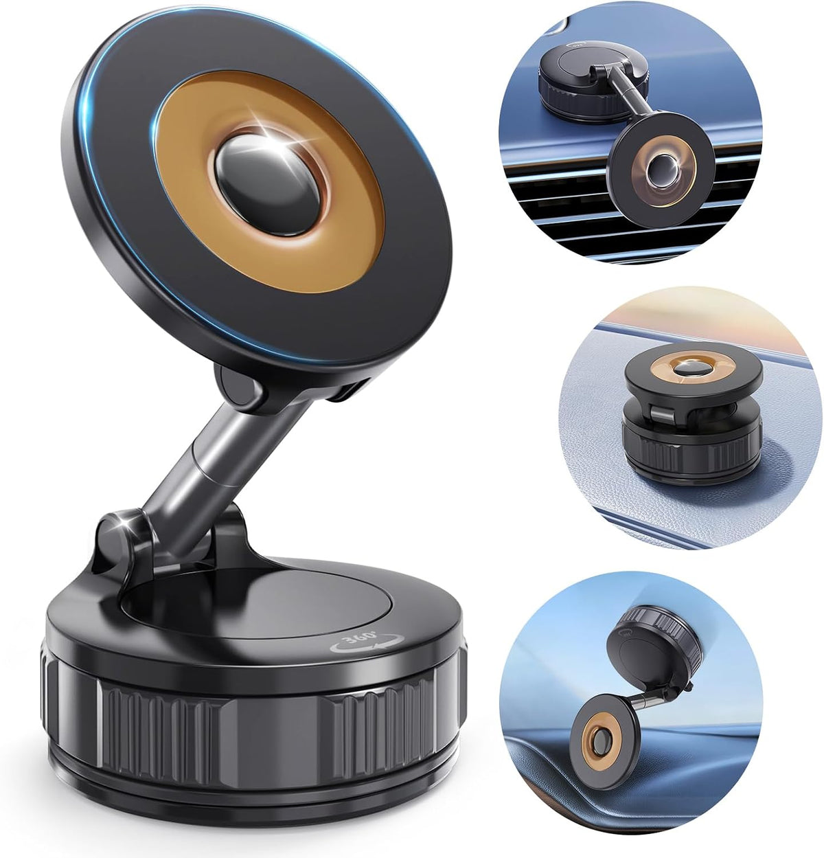 Dashboard Suction Cup Phone Mount for MagSafe iPhone, 360° Magnetic Holder