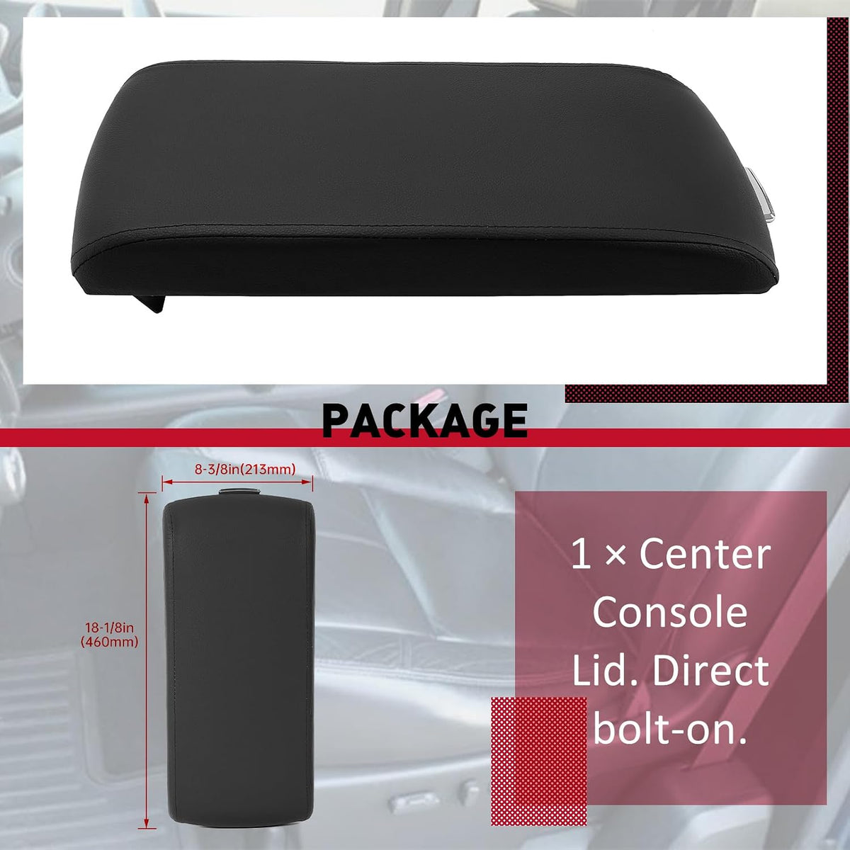 HECASA Center Console Arm Rest Lid Compatible with 2013-2019 Flex
