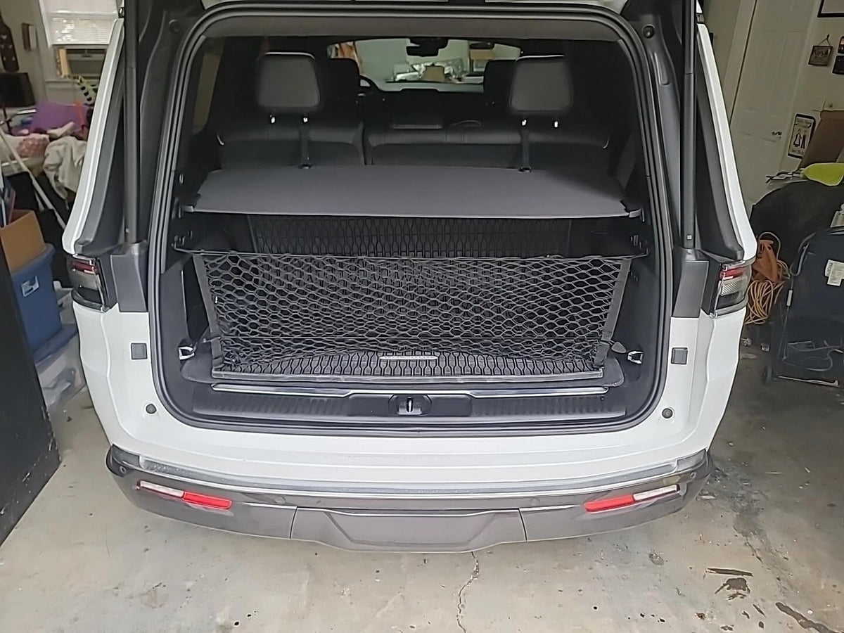 Rear Trunk Organizer Cargo Net for Jeep Wagoneer 2022-2026 – Envelope Style Black Color Cargo Net for SUV – Premium Mesh Elastic Car Trunk Organizer – Compatible with Grand Wagoneer L