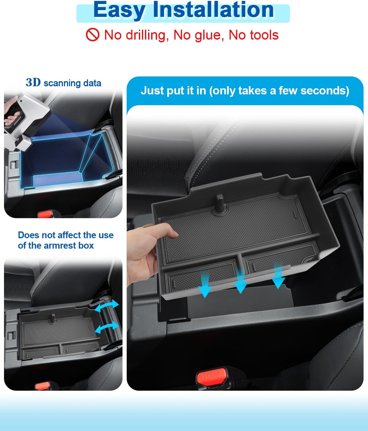 2024 2025 2026 Crosstrek Center Console Organizer for Subaru Crosstrek (Base/Premium/Sport/Limited/Wilderness), Durable ABS Console Tray Insert 2026 Crosstrek&Impreza Accessories (Black)