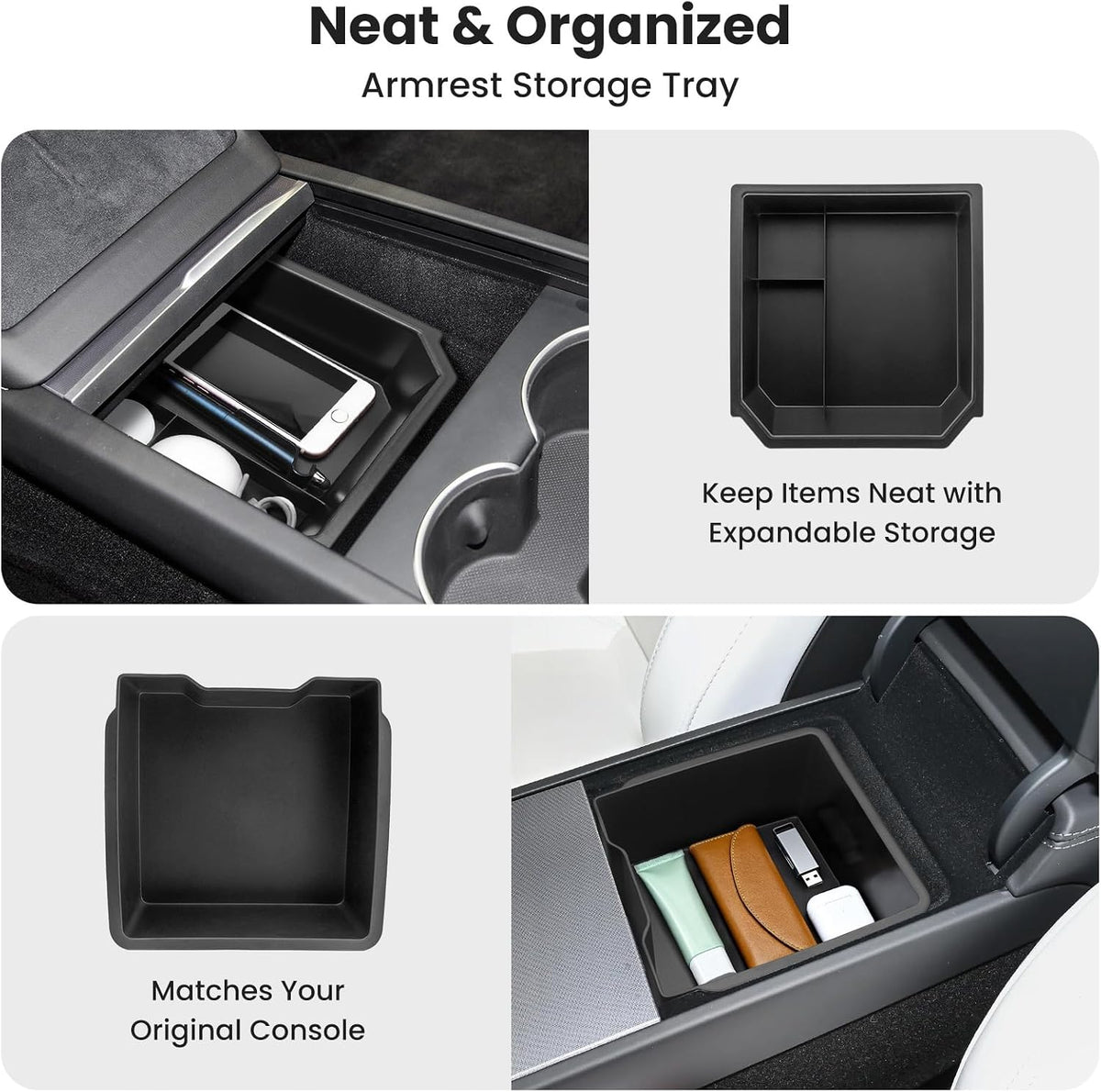 Center Console Organizer for Model Y Juniper 25-26 Model 3 Highland 24-25