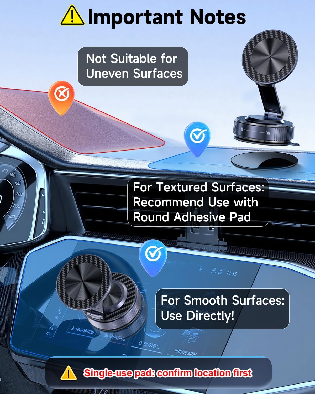 for MagSafe Car Mount, Vacuum Magnetic Car Phone Holder Stand for Your Car