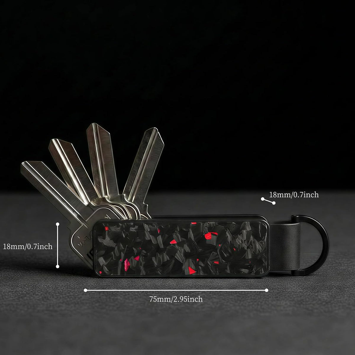 Compact Metallic Aluminum Key Organizer holder Keychain with Pocket Clip.