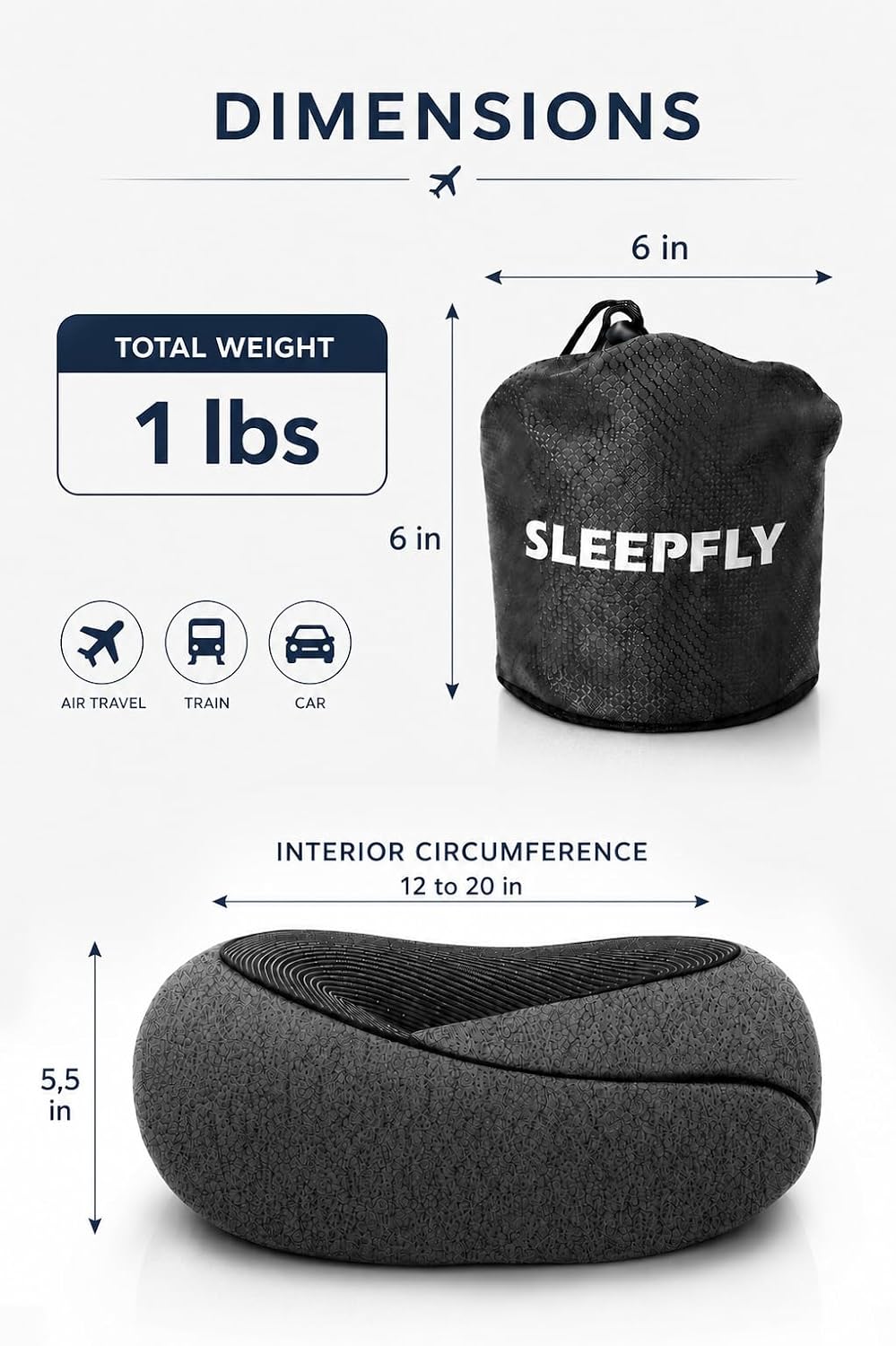 Sleepfly Travel Neck Pillow with Hood – 3-in-1 Travel Essentials Kit : Neck Pillow, Blackout Mask & Silicone Earplugs – Ergonomic Memory Foam Neck Support for Airplane, Car and Train