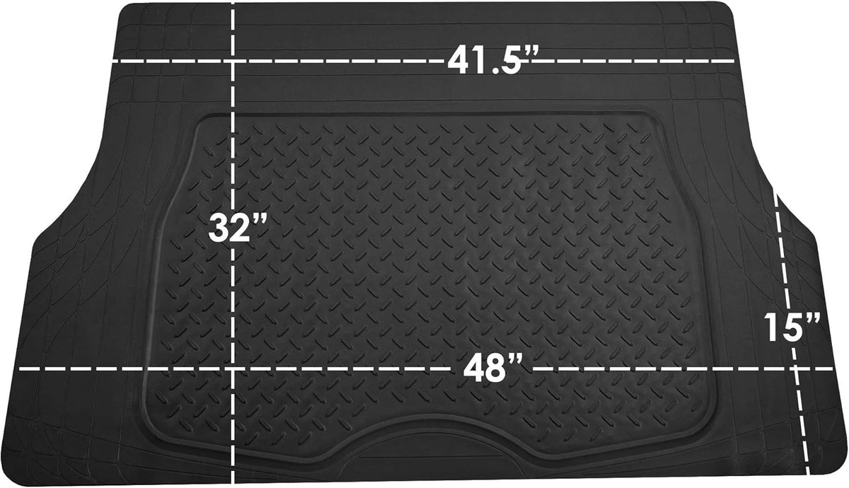 FH Group Premium Liners Tall Channel Trimmable All Weather Rubber Full Set Car Floor Mats (Beige) w. Trimmable All-Season Cargo Liner (Black) - Universal Fit for Cars Trucks and SUVs