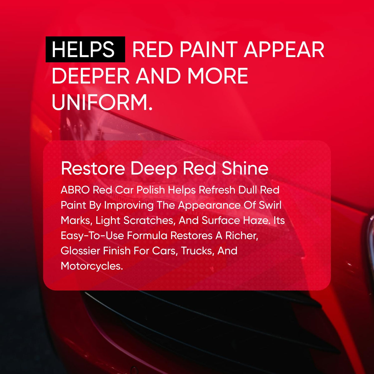 ABRO Red Car Polish 16 oz, Paint Restorer, Gloss & Shine Wax