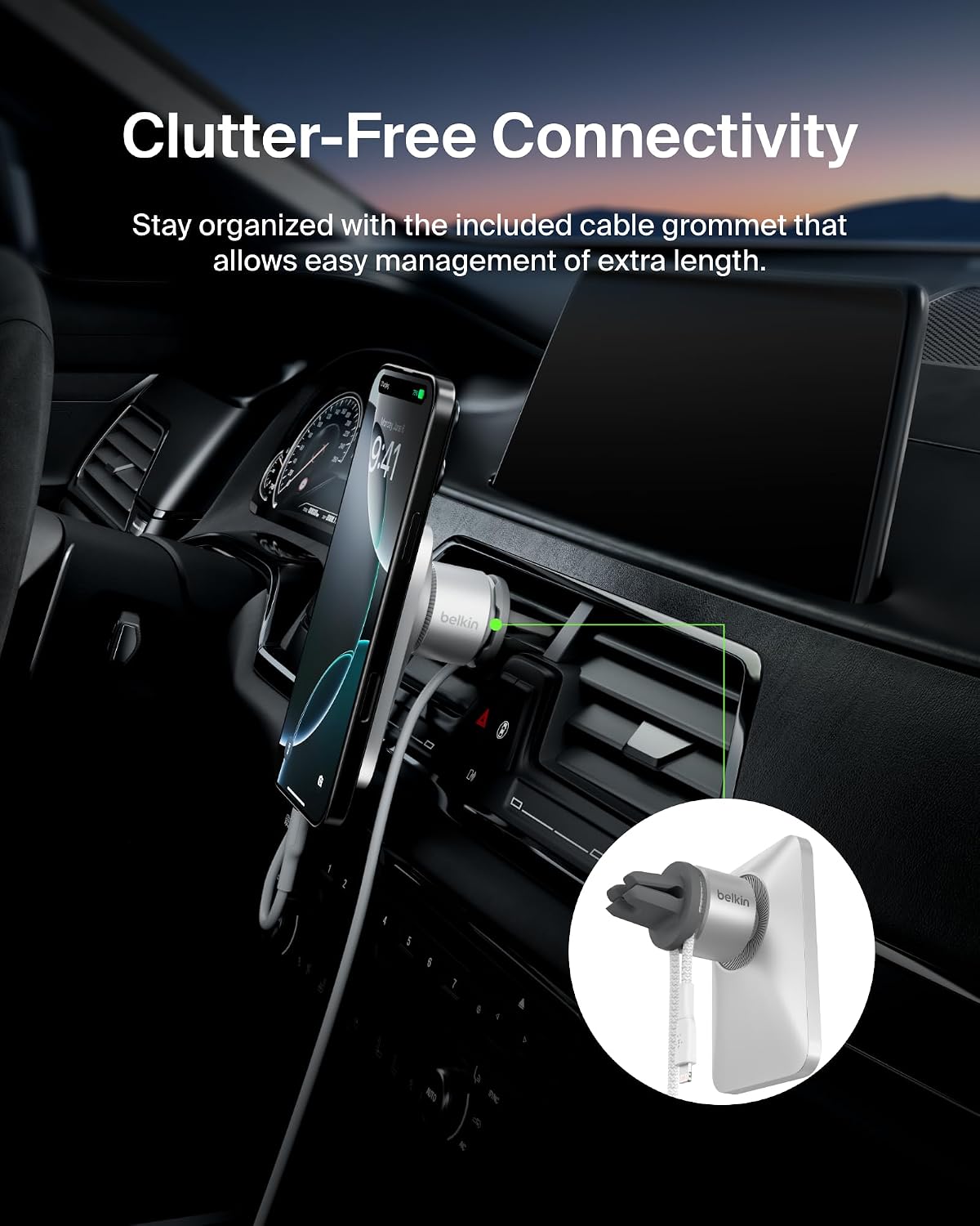 Belkin Magnetic Vent Mount Pro, MagSafe-Compatible Phone Holder for iPhone