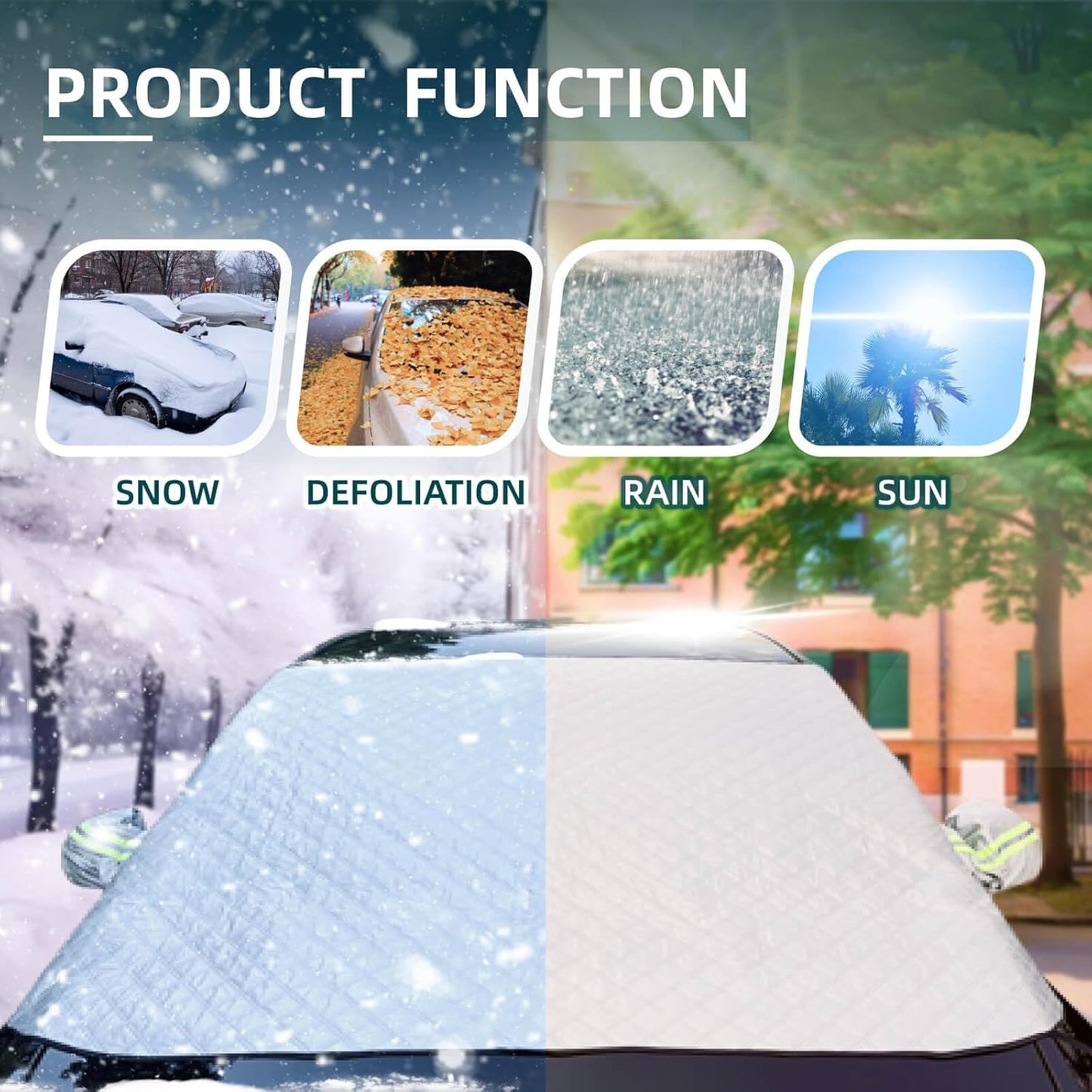 Car Windshield Cover Compatible with Toyota Camry 2025-2016 Custom Fit LE XSE XLE Hybrid SE Sedan New Upgraded Magnetic Windproof Sunshade Cover 4-Layer Protection Ice, UV,Frost Wiper &amp; Mirror Covers