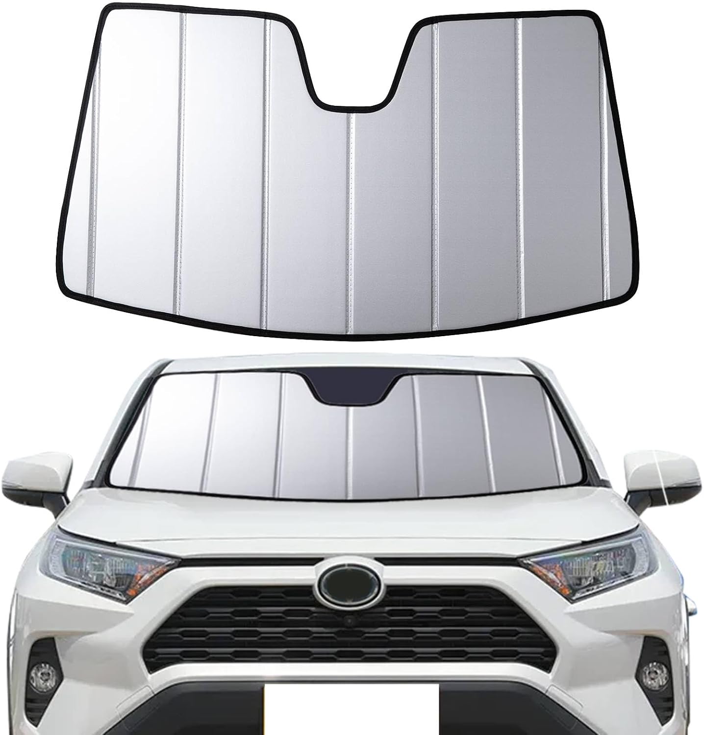 2019-2025 RAV4 Windshield Sun Shade Compatible for Toyota Rav4 LE,XLE,XSE Hybrid, 2021-2024 RAV4 Prime Custom-fit Foldable Sun Visor Window Sunshade with Storage Bag