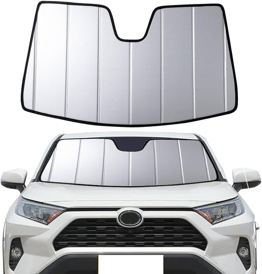 2019-2025 RAV4 Windshield Sun Shade Compatible for Toyota Rav4 LE,XLE,XSE Hybrid, 2021-2024 RAV4 Prime Custom-fit Foldable Sun Visor Window Sunshade with Storage Bag