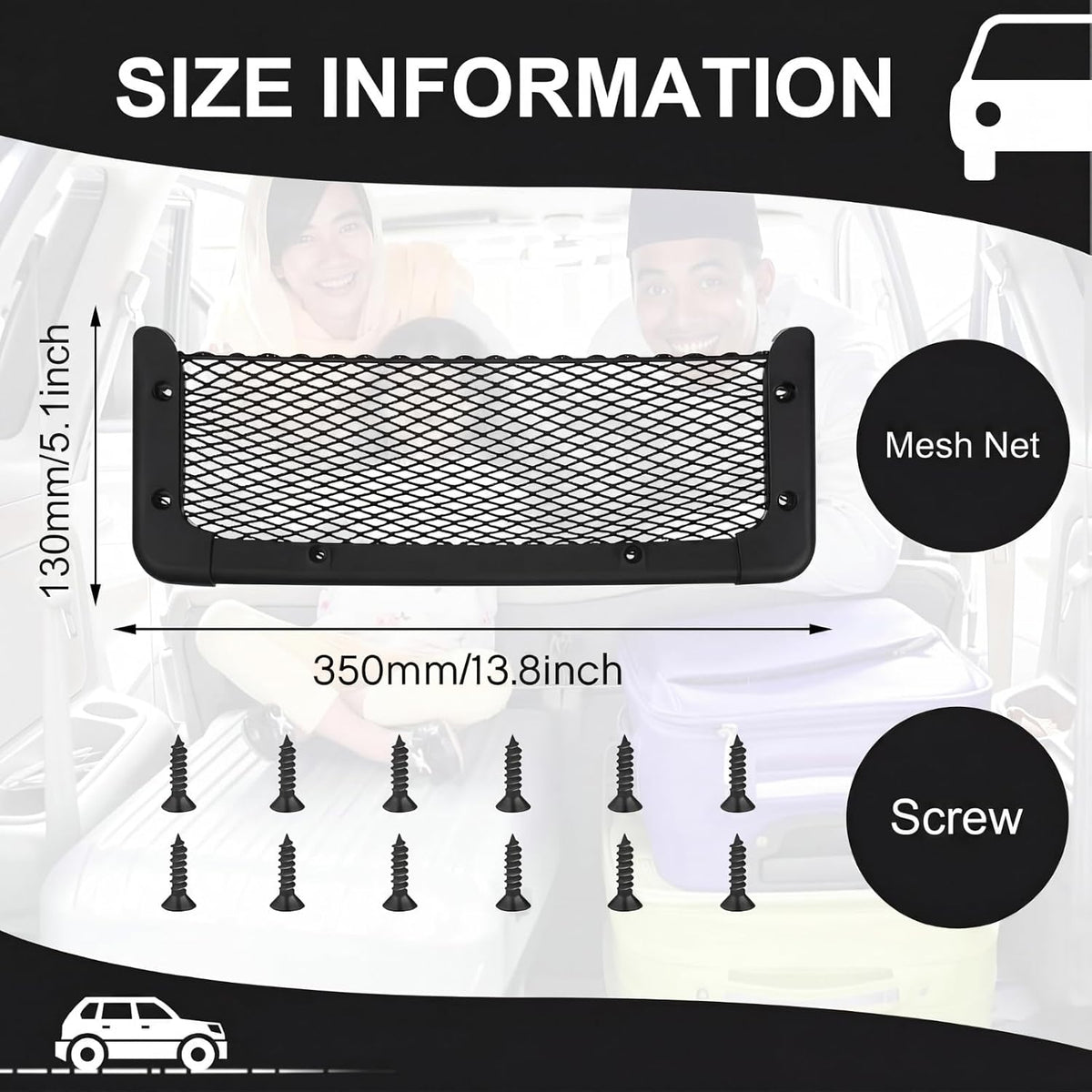 Frienda 2 Pcs Car Boat Storage Net Bag Mesh Pocket Holder,13.8 X 5 Inch