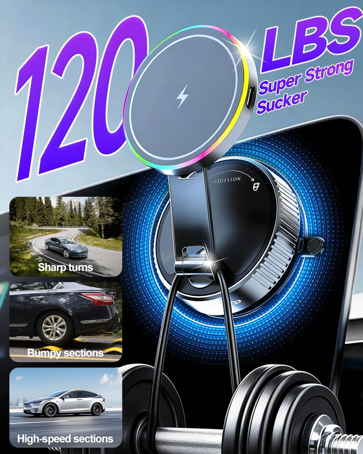 for Magsafe Car Mount Charger 15W Fast Charging Wireless Car Charger Holder