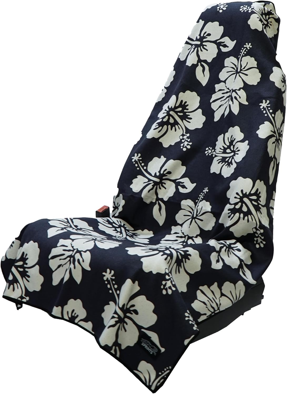Sprints Athletic Running Towel, Full-Sized, Car Seat Cover - Performance Microfiber (Flex on the Beach - Black w/Snaps)