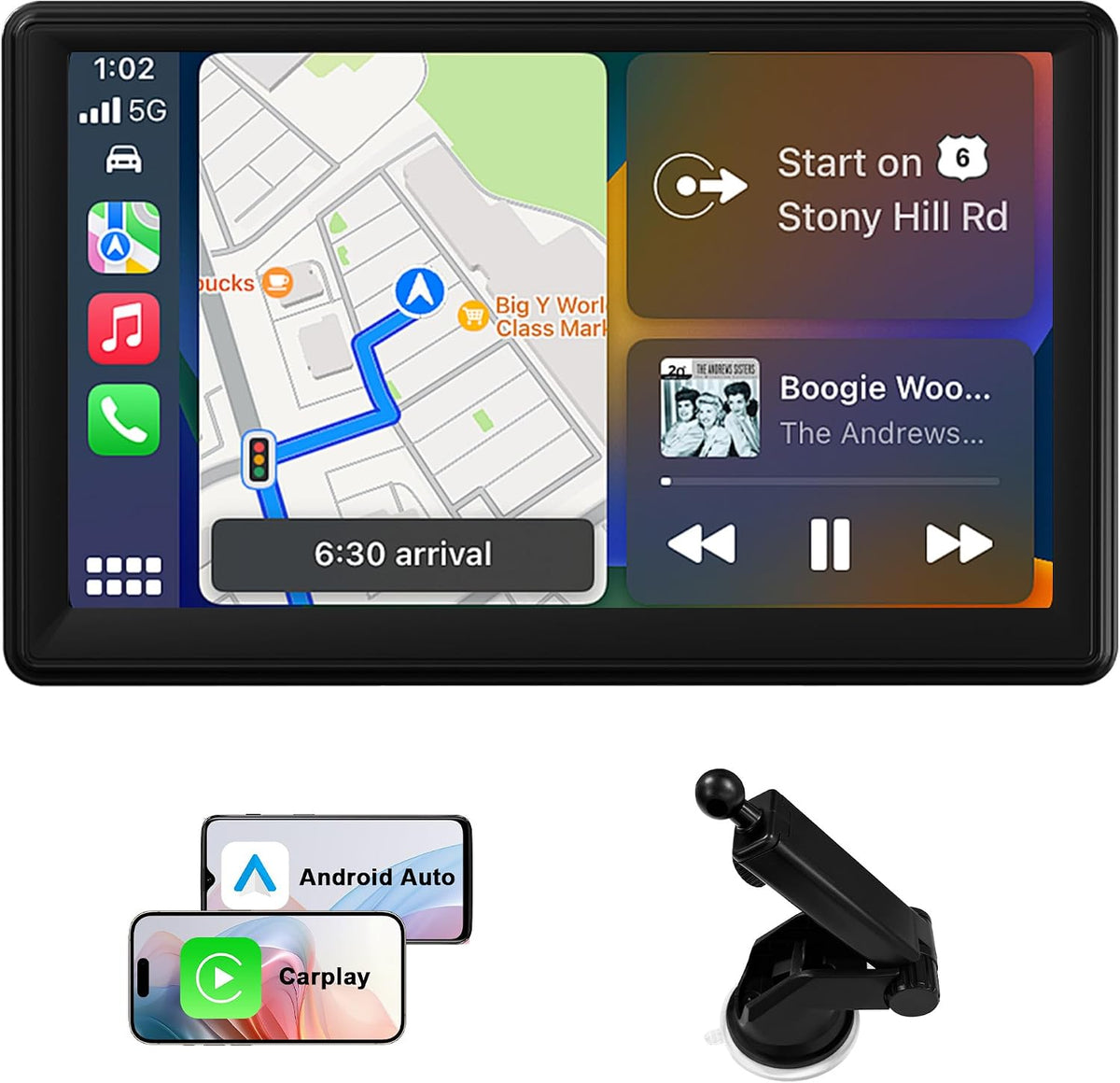 Double Din Car Radio: 7" Touch Screen Wireless Android Auto & Carplay Car Stereo Radio Support FM Radio/Bluetooth