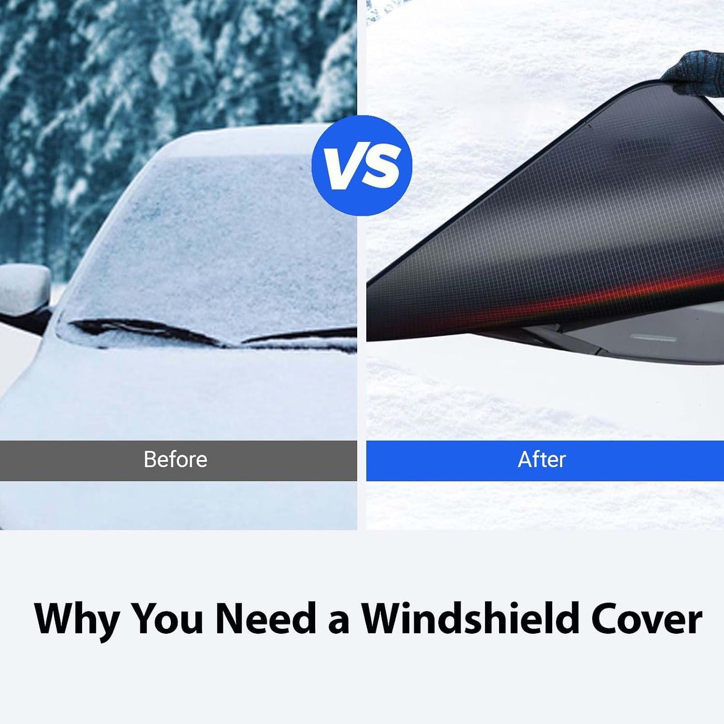 Exterior Car Windshield Cover, Oxford Fabric All Weather Windshield Snow Shield for Windshield & Mirrors, Blocks Snow Ice Frost, Anti-Theft Door Flap, Fits SUV Sedan Truck (69"x42")