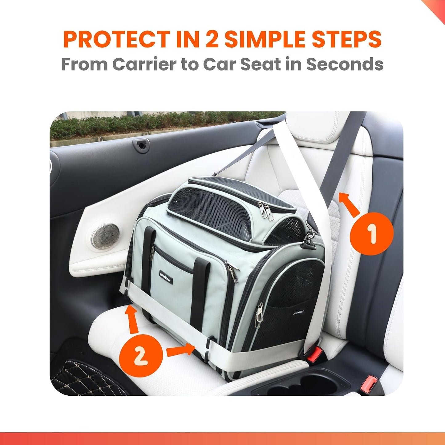 Crash-tested Top and Side Expandable Cat Carrier Large & Small Dog Car Seat - CPS Certified for Crash Protection & Safe Pet Travel (20x13x13)