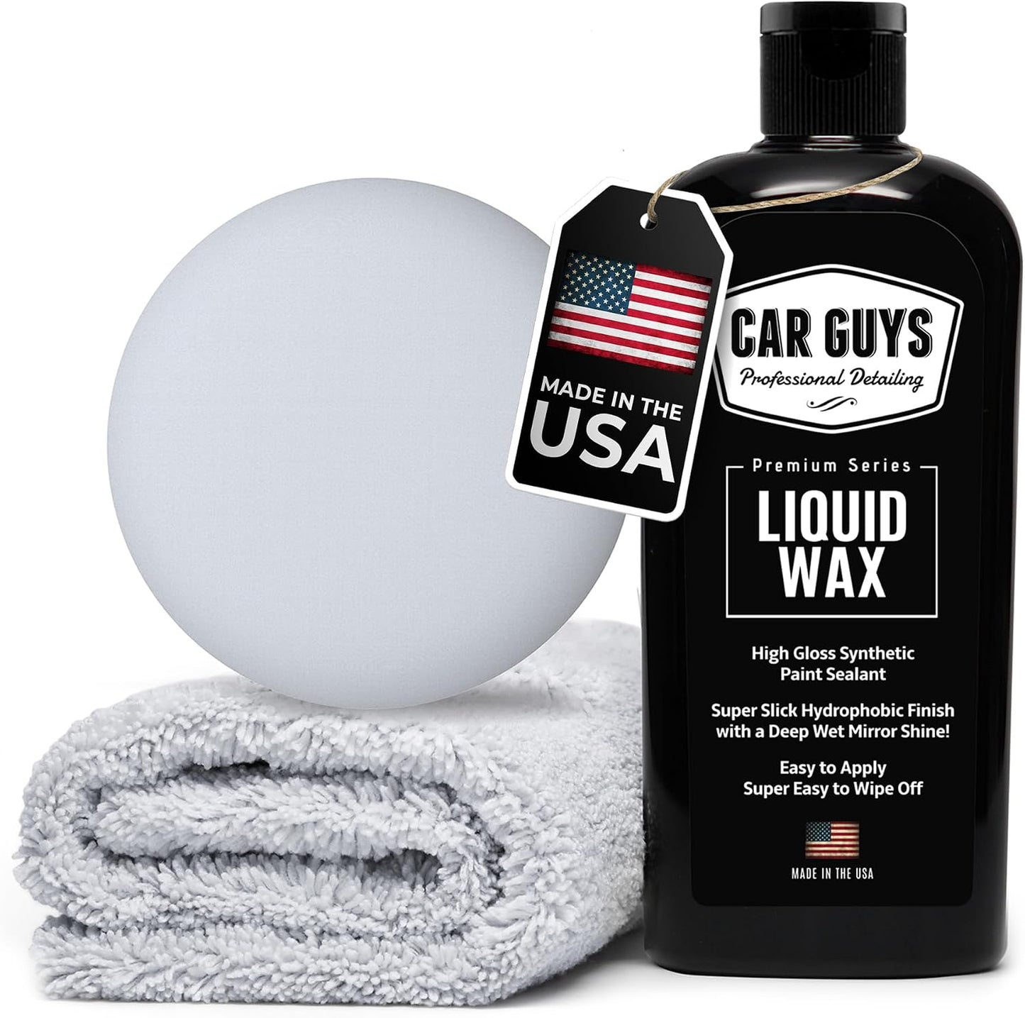 CAR GUYS Liquid Wax | Advanced Car Wax | Superior Protection with a Carnauba Shine | For all Paint Colors and Excellent Black | 8 Oz Kit