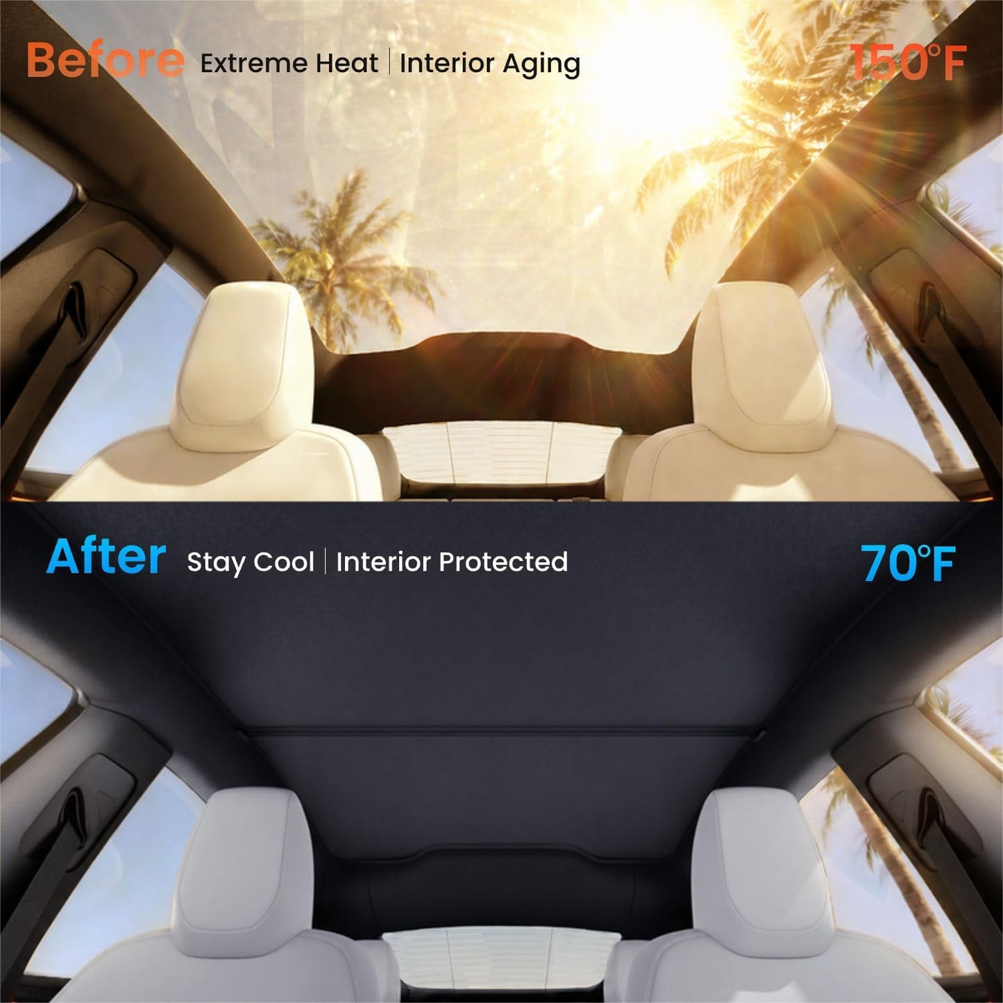 REEVAA 2026 Upgraded Tesla Model Y New (Juniper) Sunshade Roof [No Gaps, No-Sagging] Model Y Accessories Heat Insulation Foldable Glass Sunroof Cover for Model Y Juniper 2025-2026, 2PCS, Black