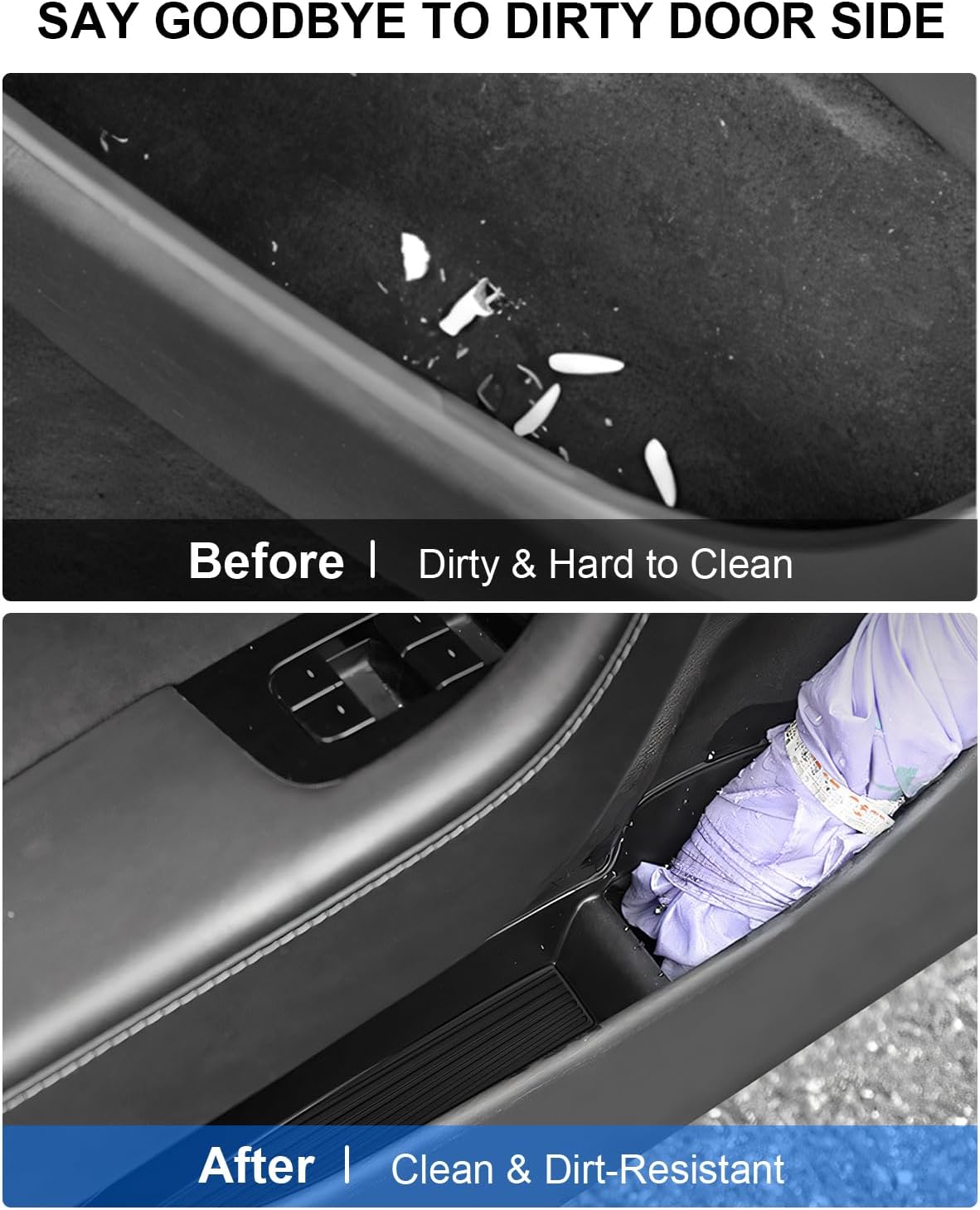 for Tesla Door Side Storage Box Model Y Juniper Refresh Accessories 2025 2026 Door Storage Tray Front Rear Side Slot Pockets Liner Protector Tpe Tray Door Protector Side Storage Box 4PCS