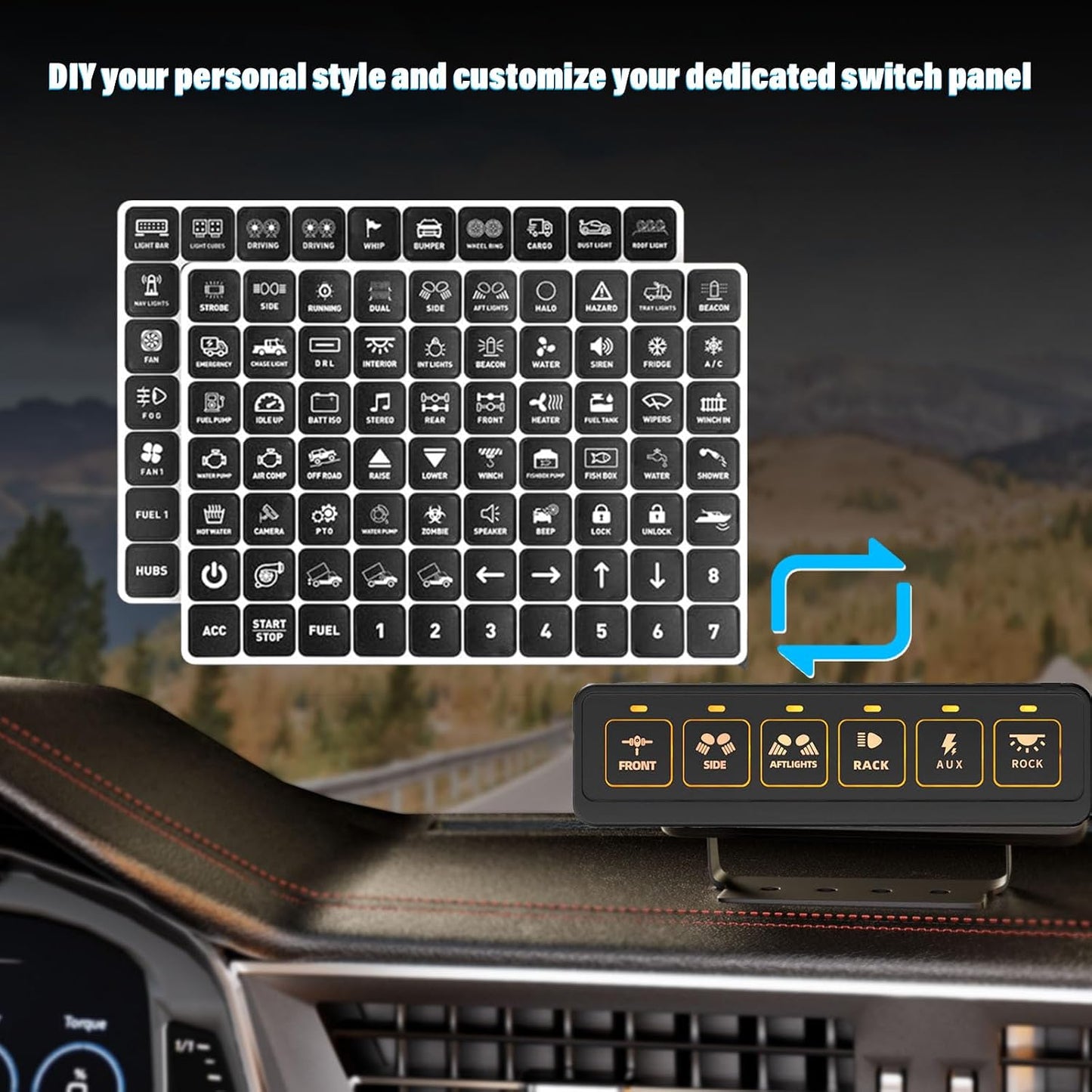 6 Gang Wireless Switch Panel,Multifunction Remote Switch Panel for Offroad Lights with 4 Modes & 2 Power Options & Waterproof -Wide Applicable for 12V/24V Vehicles Truck SUV ATV UTV Boat etc.