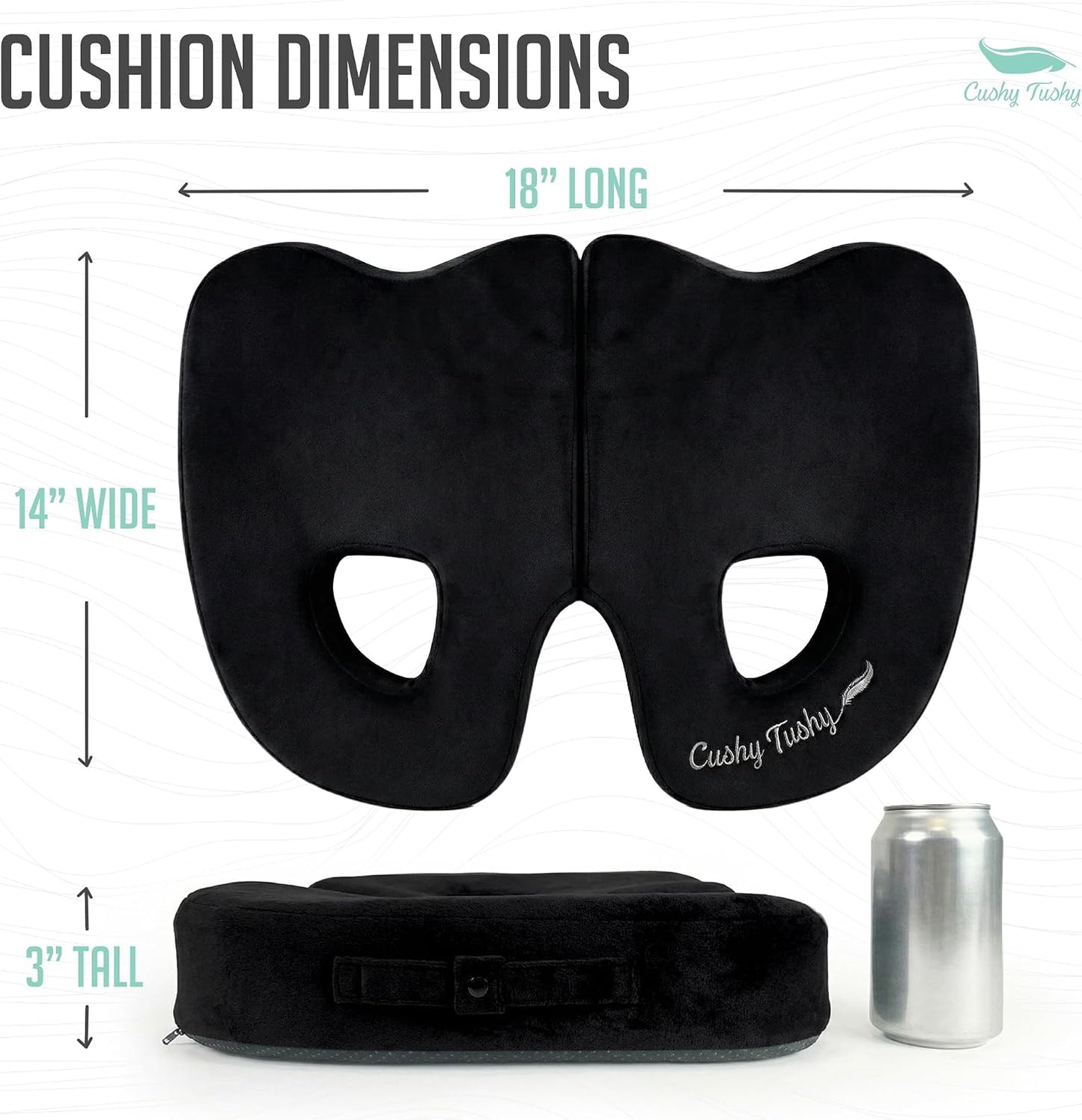 Cushy Tushy Premium Foldable Piriformis Seat Cushion - Piriformis Pain and Sciatic Pain Relief Cushion - for Home & Office Use, Perfect for Travel or Driving