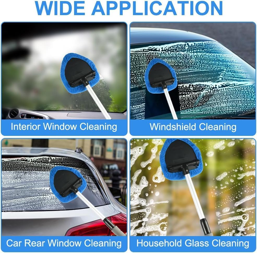 Car Windshield Cleaning Brush for 2025 2026 Tesla Model Y Juniper 5-Seats, Telescopic Window Cleaner Tool Auto Interior Glass Wiper Wand Fog Mist Remover Kit