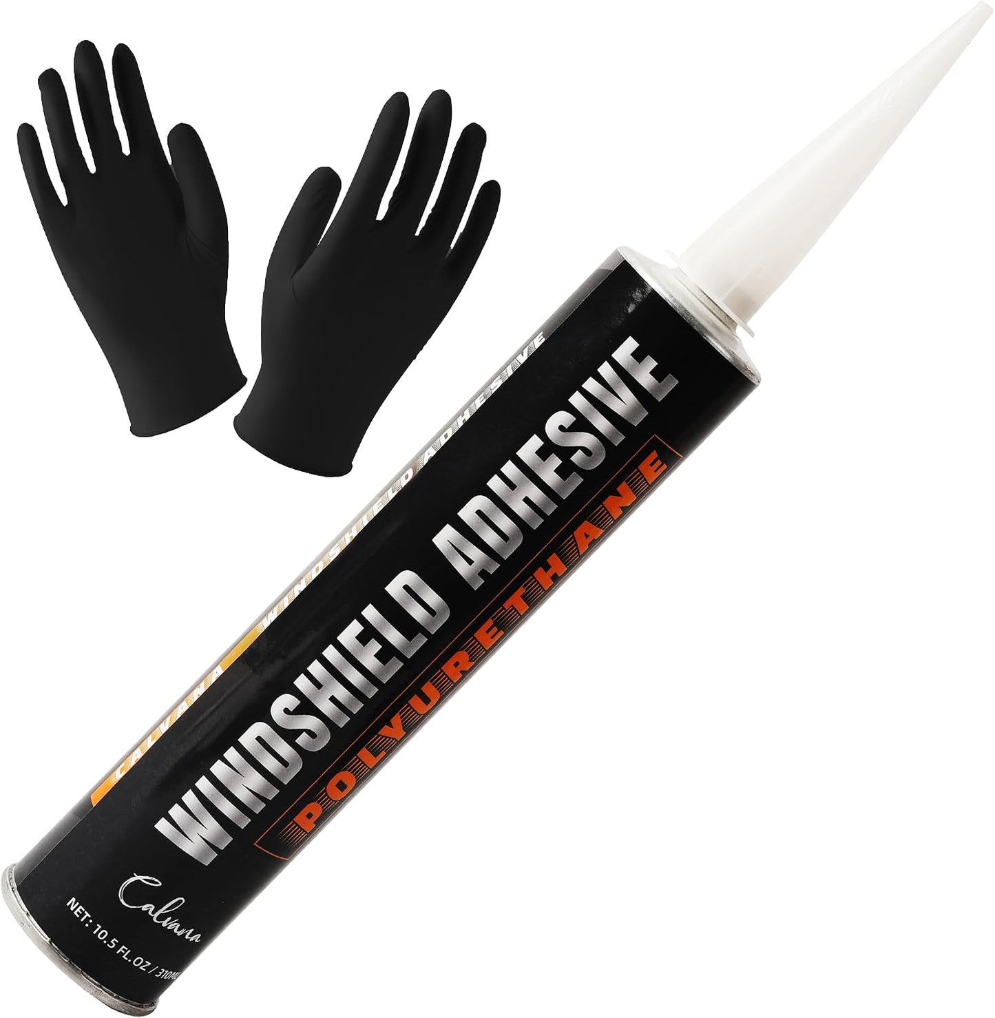 Calvana (2 Pack Windshield Repair Kit – Black Polyurethane Adhesive for Car Glass Chips & Cracks, Quick-Cure & Weather-Resistant Sealant (310ml with Gloves)
