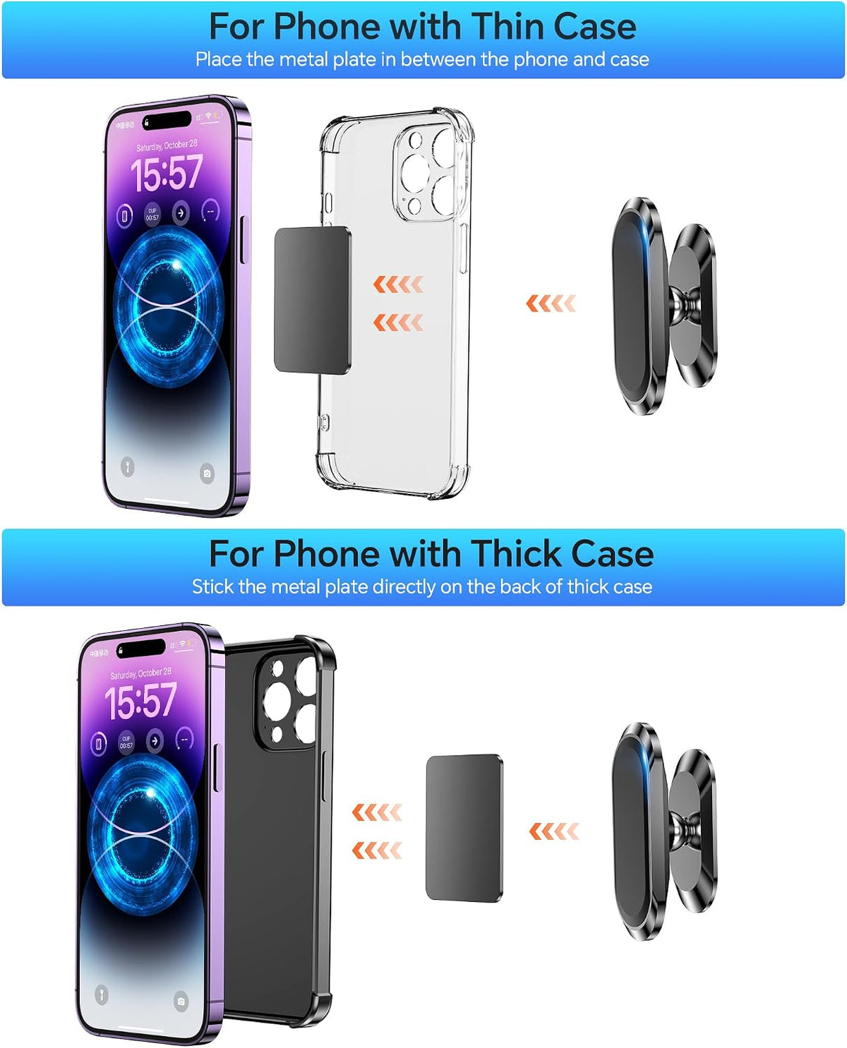 【2-PACK】Magnetic phone holder for Car Dash Magnetic Car Mount for iphone