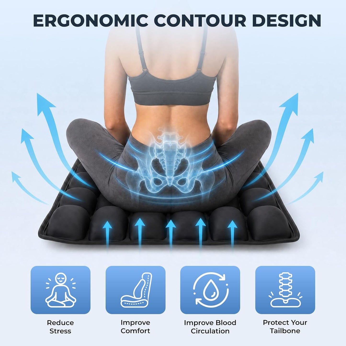 Travel Seat Cushion for Airplane,Inflatable Airplane Seat Cushion | Portable Seat Cushion,Adjustable Air Cushion with Mini Pump for Long Flights,Office Chair,Train and Car Use