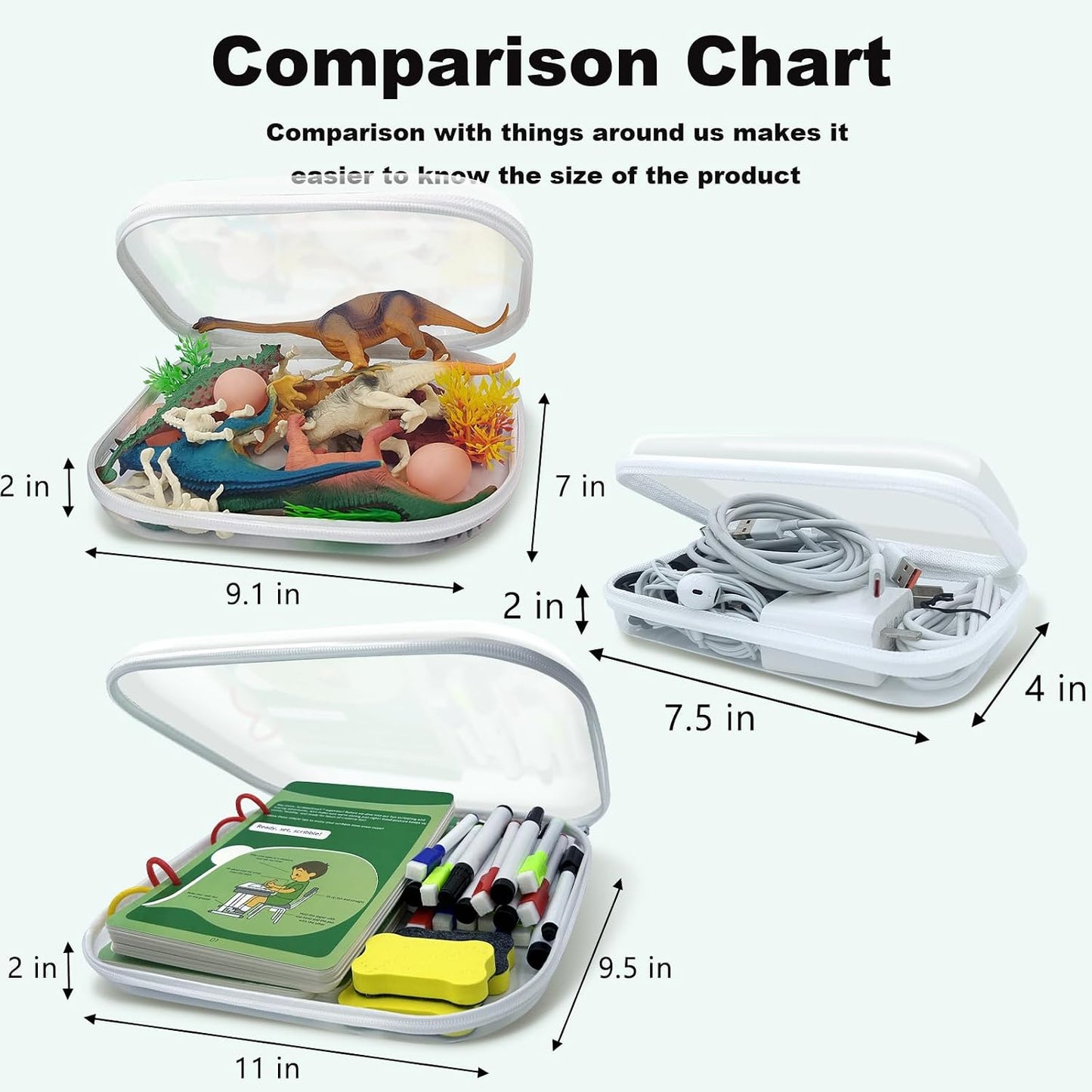 Clear Hard Shell Zipper Case,3PCS Transparent Clear Zipper Pouches,Hard Side Plastic Case Set,Portable Travel Storage Organizer Bins