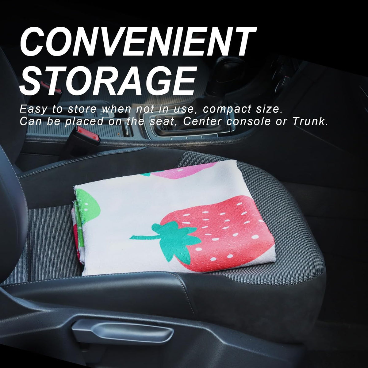 Sweat Towel Car Seat Cover Protector Front Seats for Gym Workout, Running, Swimming, Beach and Hiking, Waterproof Universal Seat Cover for Car, Trucks, Van & SUV (1, Strawberry, Front)