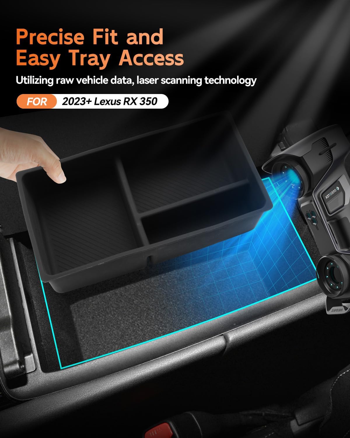 CDEFG Dual-Layer for 2023-2026 Lexus RX 350 Center Console Organizer Tray- RX 5nd Generation Fits All Models Accessories Silicone Armrest Storage Middle Console Insert