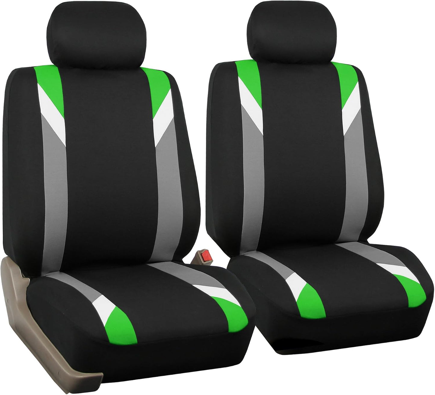 FH Group Front Set Cloth Car Seat Covers for Low Back Car Seats with Removable Headrest, Universal Fit, Airbag Compatible Seat Cover for SUV, Sedan, Van, Green